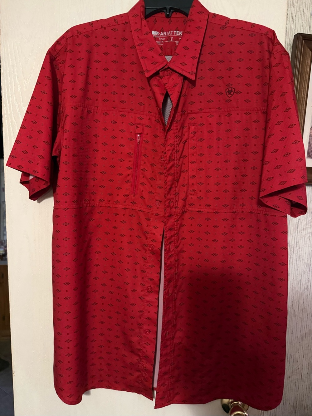 Ariat Red Short-Sleeve Button-Down Performance Shirt
